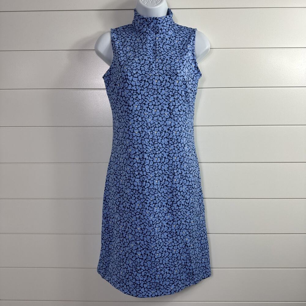 J. McLaughlin Bedford Sleeveless Dress 1/4 Zip Pullover Blue Pattern sz XS